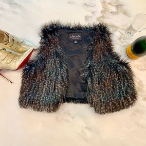 Black and White Faux Fur Vest